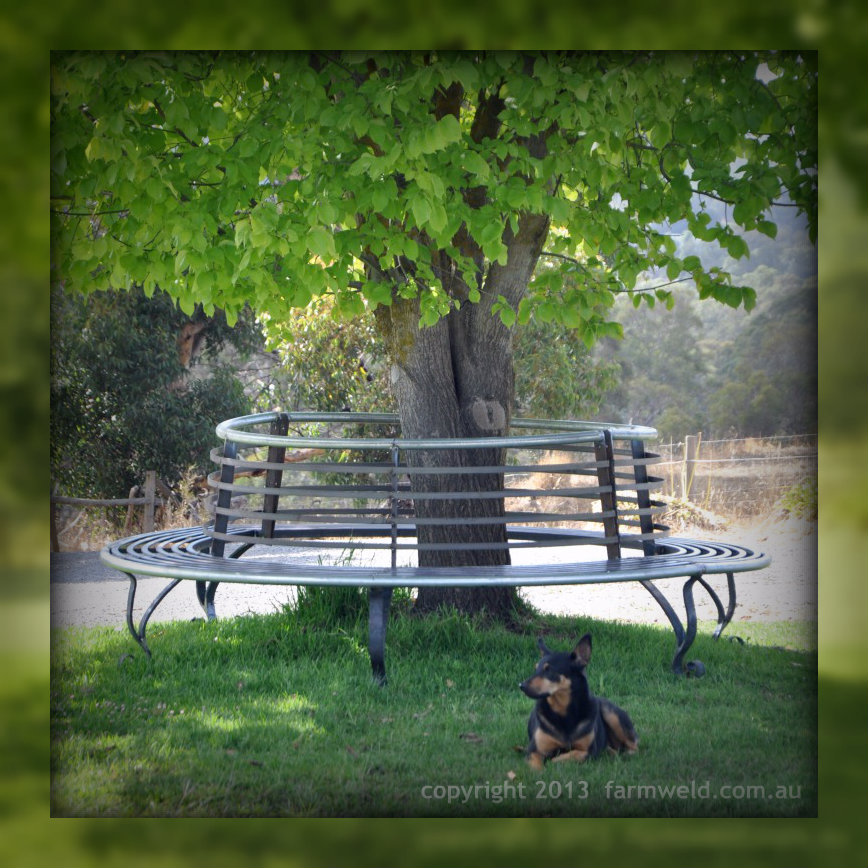 Wrought iron tree bench